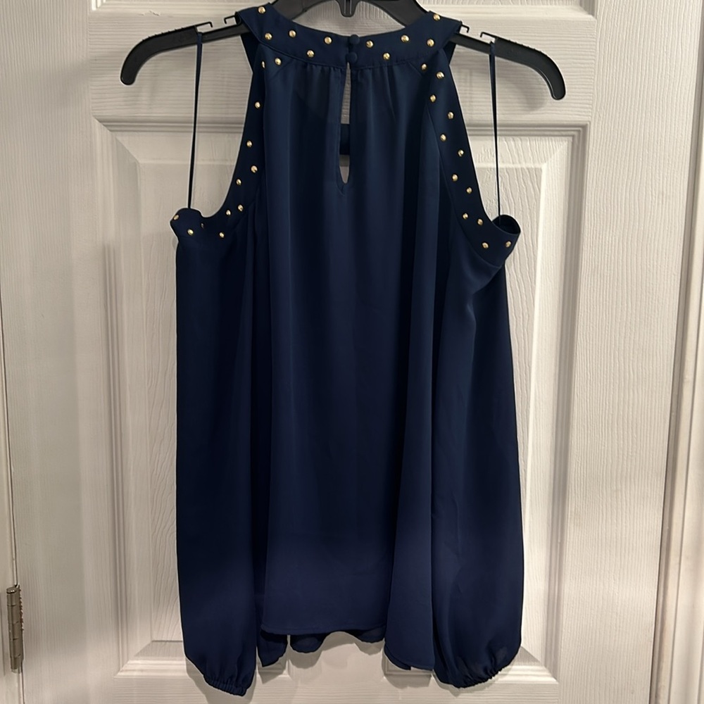 INC Long Sleeved, Semi-Sheer, Cold Shoulder Tops  w/Gold Sequined Trim-SZ-Medium - Picture 2 of 6
